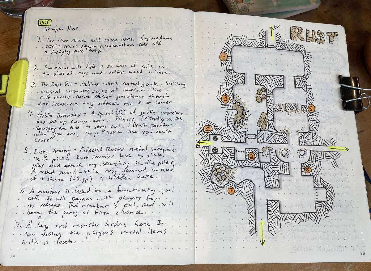 pen and pencil sketch of dungeon